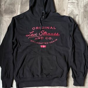Levi's Black Hoodie with Pink Logo Script